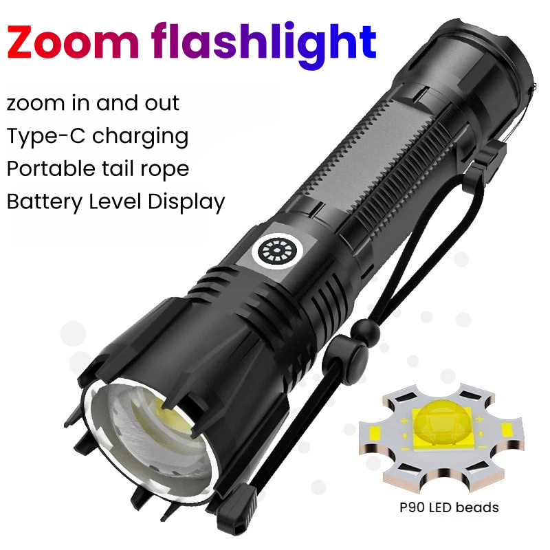 Hunting Outdoors - 고출력 P90 LED 손전등 TYPE-C 충전식