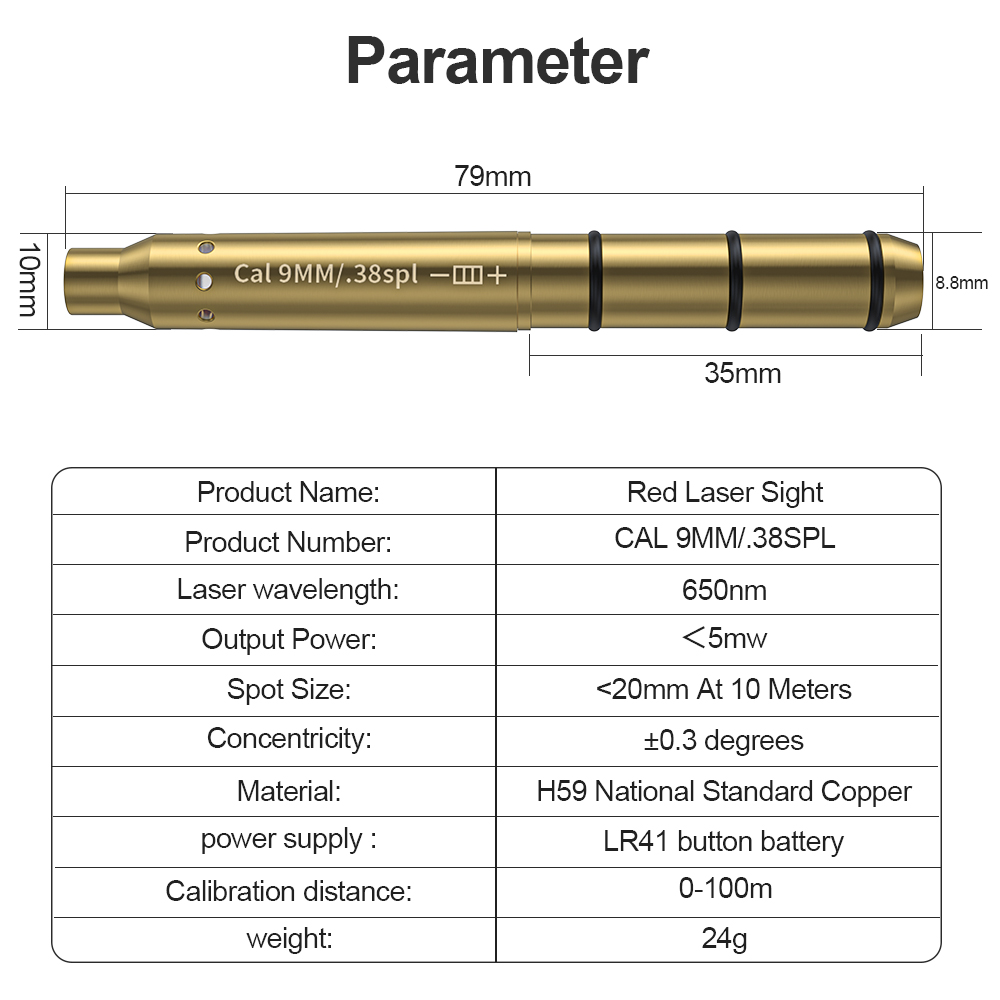 Outdoor Hunting Lab - 9MM/38SPL 권총 및 소총 스코프용 빨간색