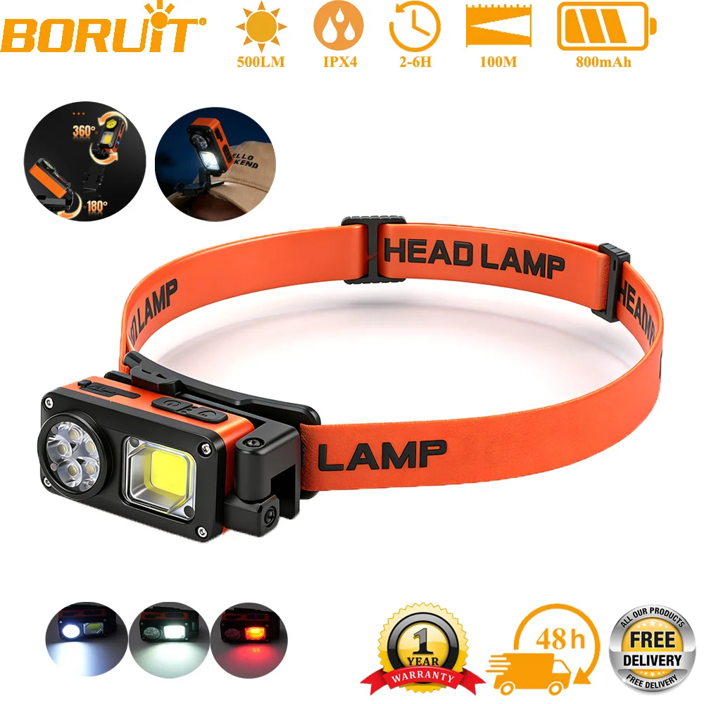 BORUiT 500LM 센서 5가지 모드 헤드 손전등  - Outdoor Hunting Bike 리뷰 및 가격
